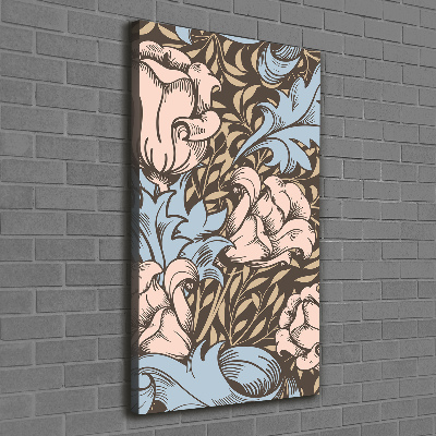 Verticaal schilderij op canvas Bloemen en bladeren