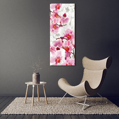 Verticaal schilderij op canvas Roze orchidee