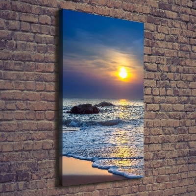 Verticale foto op canvas Zonsondergangstrand