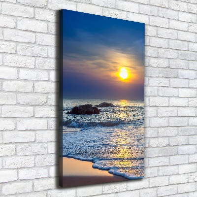 Verticale foto op canvas Zonsondergangstrand