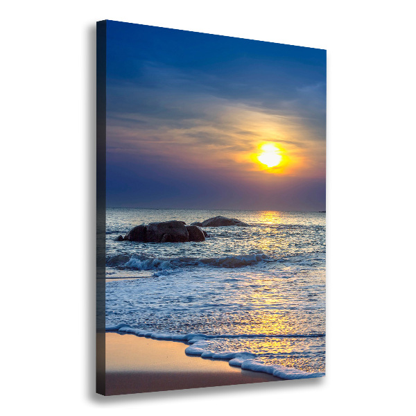 Verticale foto op canvas Zonsondergangstrand