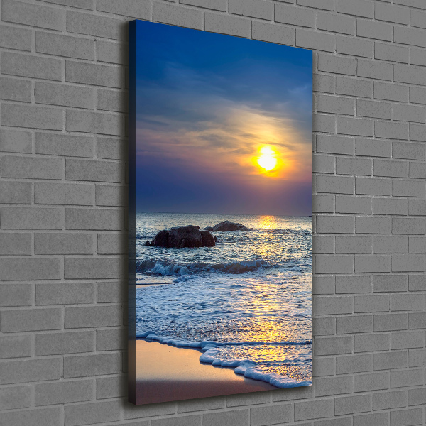 Verticale foto op canvas Zonsondergangstrand