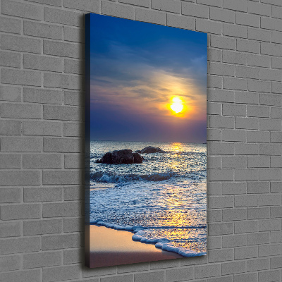 Verticale foto op canvas Zonsondergangstrand