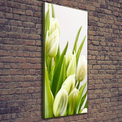 Verticale foto op canvas Witte tulpen