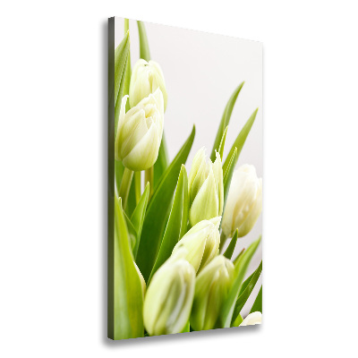 Verticale foto op canvas Witte tulpen