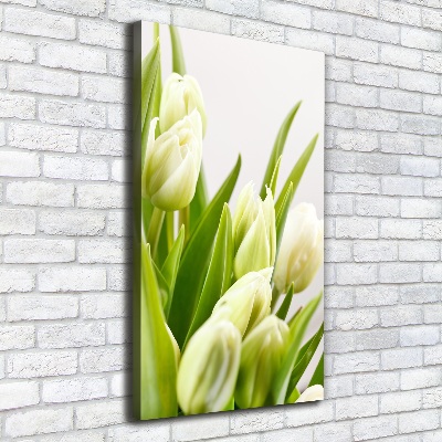 Verticale foto op canvas Witte tulpen