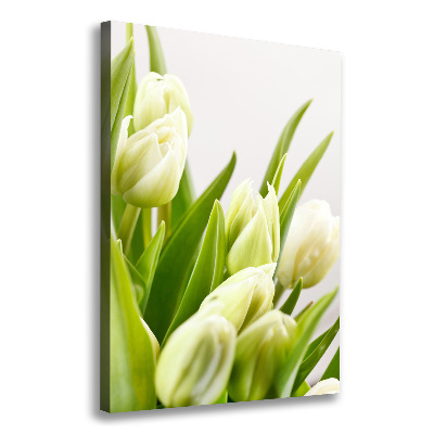 Verticale foto op canvas Witte tulpen