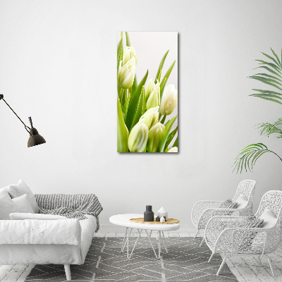 Verticale foto op canvas Witte tulpen