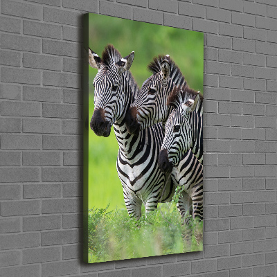 Verticale canvasfoto Drie zebra's