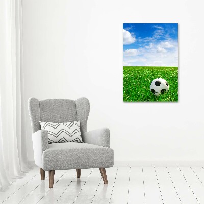 Verticale foto op canvas Voetbal op het veld