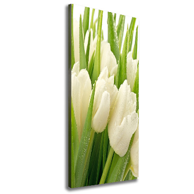 Verticale foto op canvas Witte tulpen