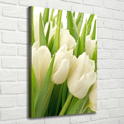 Verticale foto op canvas Witte tulpen
