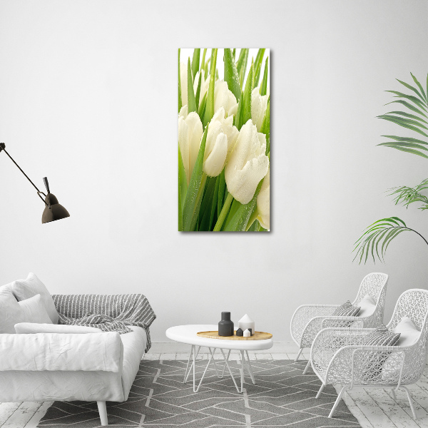 Verticale foto op canvas Witte tulpen