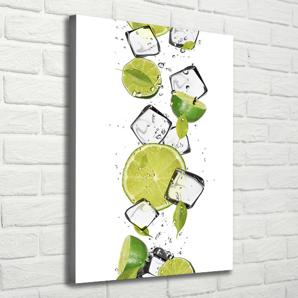 Verticaal schilderij op canvas Limoen en ijs