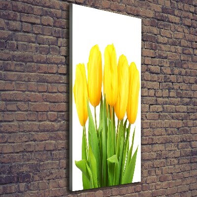 Verticaal canvasschilderij Gele tulpen