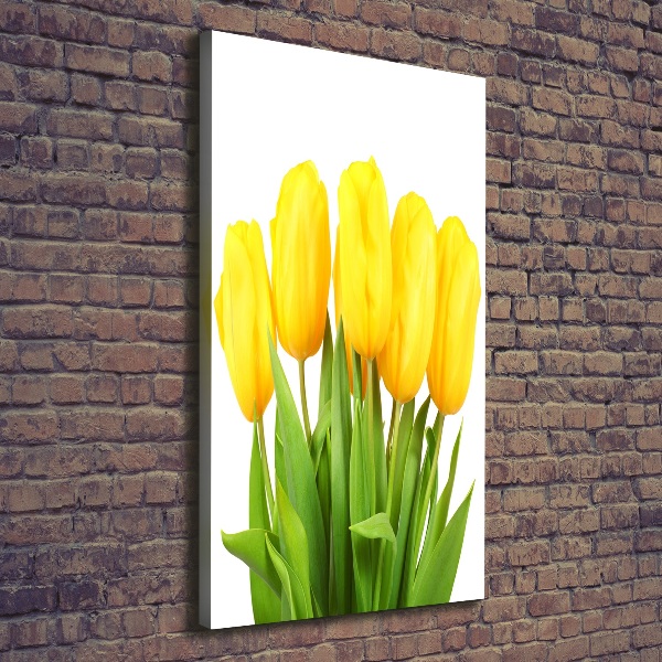 Verticaal canvasschilderij Gele tulpen