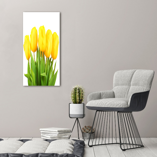 Verticaal canvasschilderij Gele tulpen
