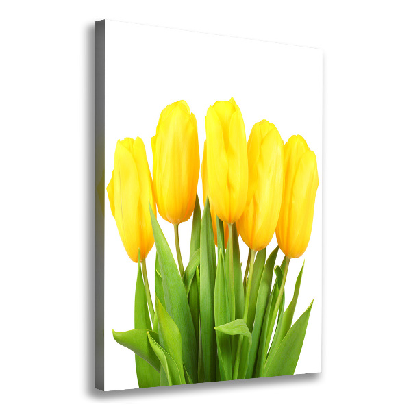 Verticaal canvasschilderij Gele tulpen