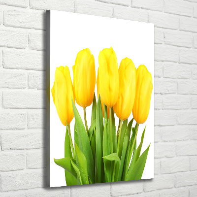 Verticaal canvasschilderij Gele tulpen