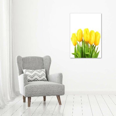 Verticaal canvasschilderij Gele tulpen