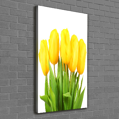 Verticaal canvasschilderij Gele tulpen