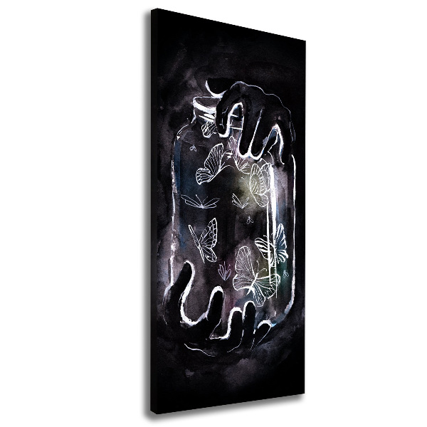 Verticale foto op canvas Vlinders in een pot