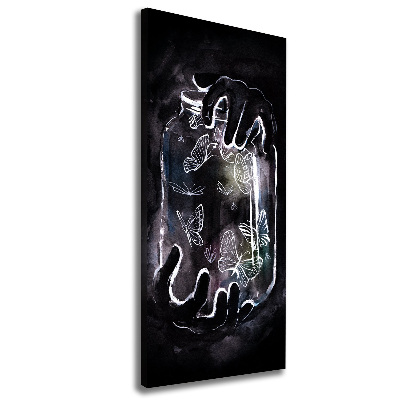 Verticale foto op canvas Vlinders in een pot