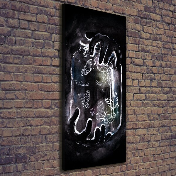 Verticale foto op canvas Vlinders in een pot