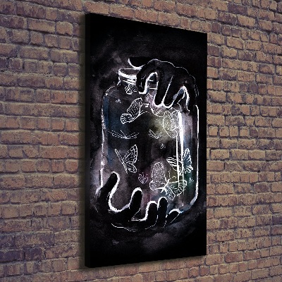 Verticale foto op canvas Vlinders in een pot