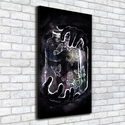 Verticale foto op canvas Vlinders in een pot