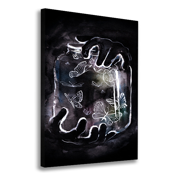 Verticale foto op canvas Vlinders in een pot