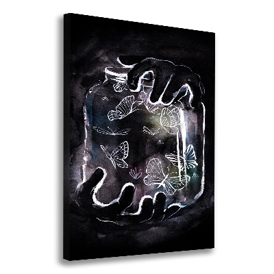 Verticale foto op canvas Vlinders in een pot