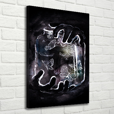 Verticale foto op canvas Vlinders in een pot