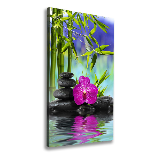 Verticale foto op canvas Orchidee en bamboe