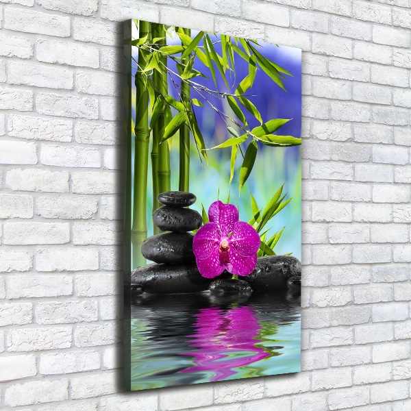 Verticale foto op canvas Orchidee en bamboe