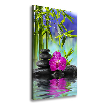 Verticale foto op canvas Orchidee en bamboe