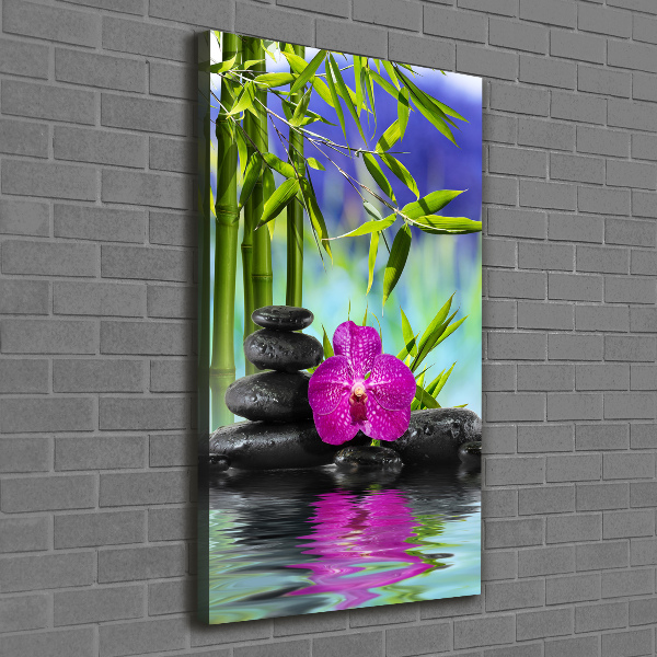 Verticale foto op canvas Orchidee en bamboe
