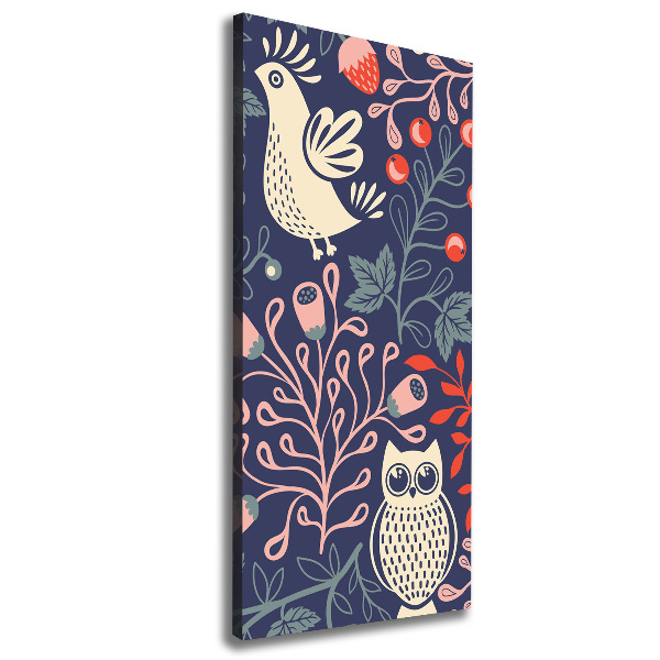 Verticale canvasfoto Haan hen uil