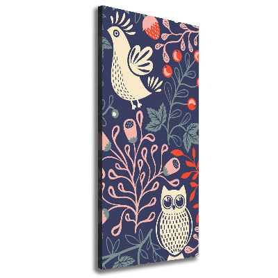 Verticale canvasfoto Haan hen uil