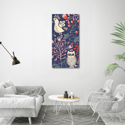 Verticale canvasfoto Haan hen uil