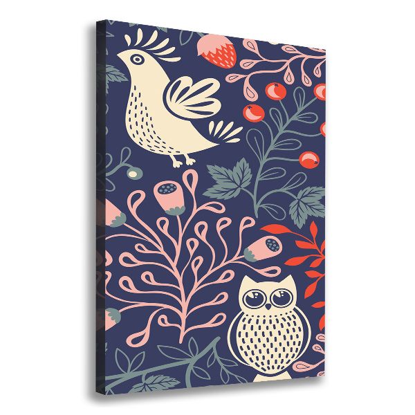 Verticale canvasfoto Haan hen uil