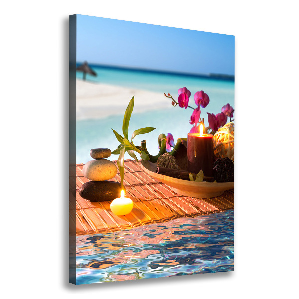 Verticaal canvasschilderij Orchidee en bamboe