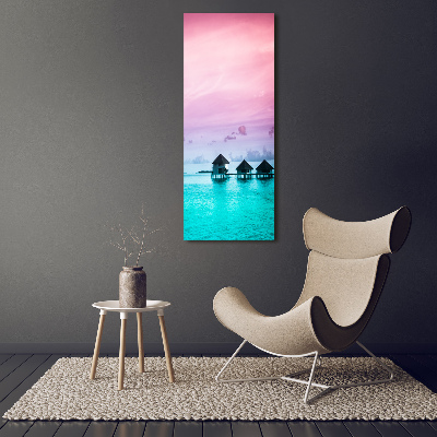 Verticale foto op canvas Bungalows op het water