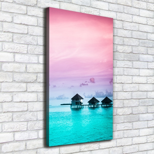 Verticale foto op canvas Bungalows op het water