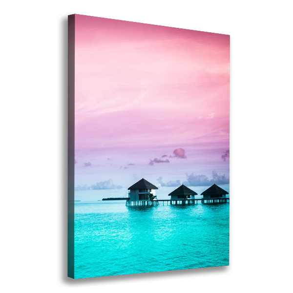 Verticale foto op canvas Bungalows op het water