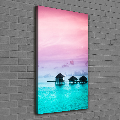 Verticale foto op canvas Bungalows op het water