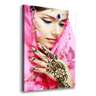 Verticaal schilderij op canvas Indiase vrouw