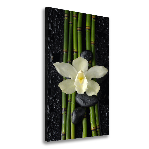 Verticaal schilderij op canvas Orchidee en bamboe