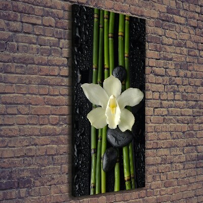 Verticaal schilderij op canvas Orchidee en bamboe