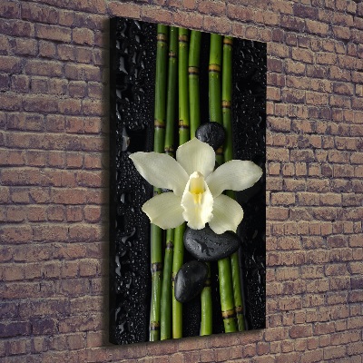 Verticaal schilderij op canvas Orchidee en bamboe